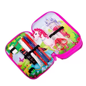 Penar echipat fete, 3 compartimente, 46 piese, imprimeu unicorn Basm Daco PE3005E-2-IMG-nav