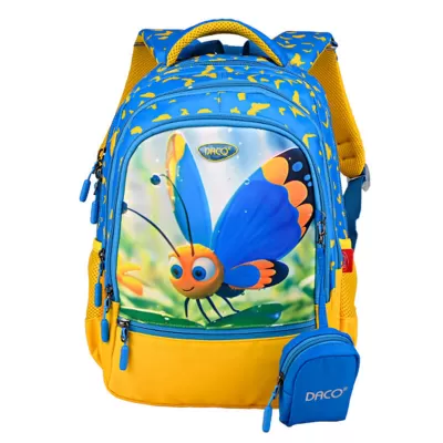 Ghiozdan copii clasa 0, imprimeu fluturas, bleu, 38 cm Daco GH3012-img
