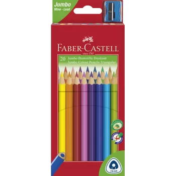 Creioane colorate jumbo 20 culori + ascutitoare Faber-Castell-1