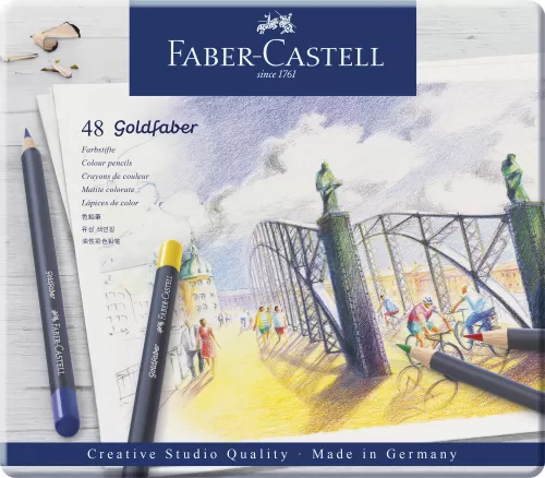 19-Creioane-colorate-48-culori-goldfaber-cutie-metal-Faber~Castell