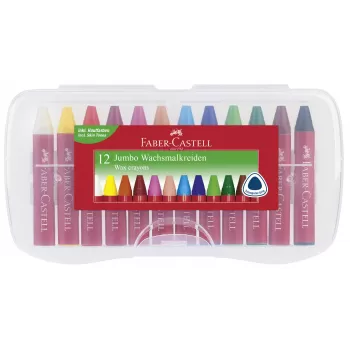 Creioane cerate 12 culori jumbo cutie plastic Faber-Castell-1