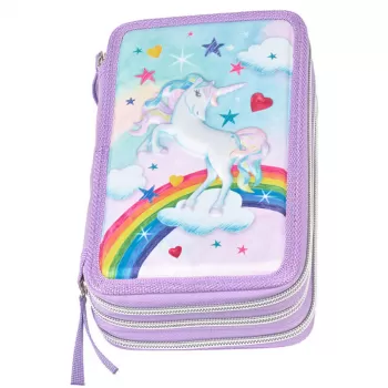Penar 3 compartimente fete, echipat cu 44 piese, Unicorn 3D Faber-Castell-1