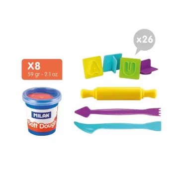Plastilina 8 culori x 59 gr, plus forme Lots of Letters Milan-2