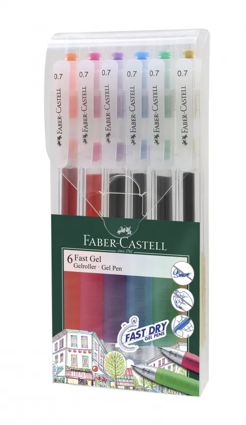 1-Set-6-buc-pix-cu-gel-0.7mm-fast-gel-Faber~Castell