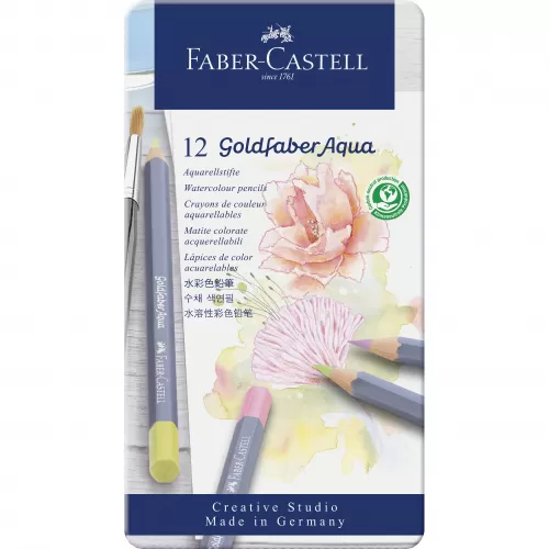 17-Creioane-colorate-aquarelle-12-culori-pastel-goldfaber-cut.-Metal-faber-castell