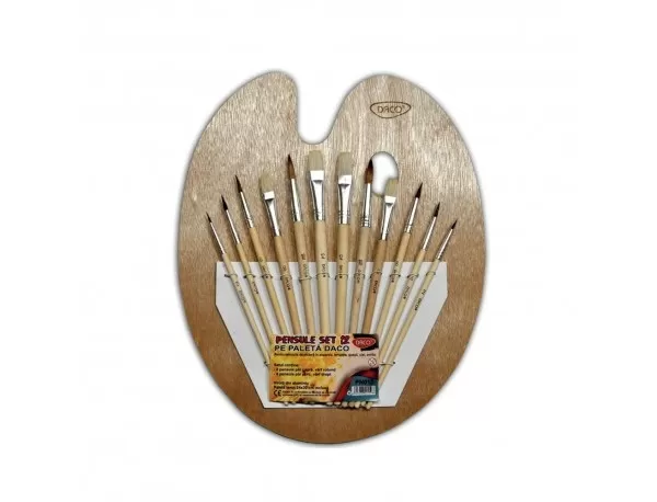 Pensule pictura set 12 pe paleta lemn Daco PN012-1-IMG-slider