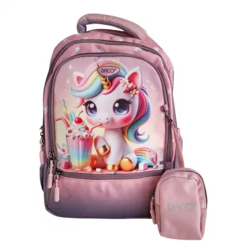 Ghiozdan fete clasa 0, imprimeu unicorn, 38 cm Daco GH3018-2