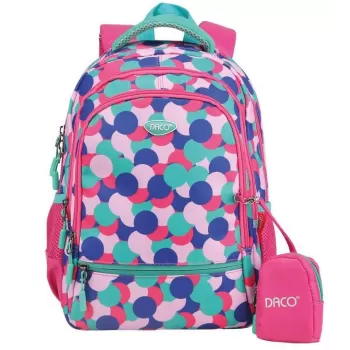 Ghiozdan şcolar fete roz, imprimeu buline, clasa pregătitoare, 38 cm  DACO-1
