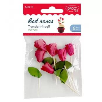 Accesorii craft - trandafiri rosii hartie - toppers - DACO AD415-1