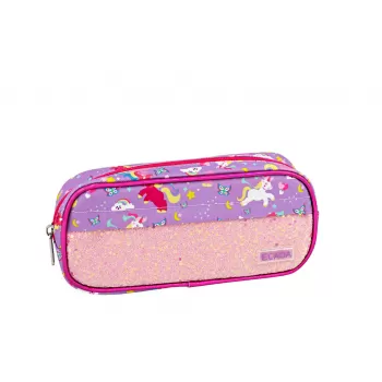 Penar tip borseta roz-mov unicorni, 1 fermoar Ecada 786018-1