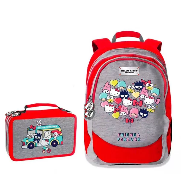 Ghiozdan fete clasa 0 si penar echipat cu 3 compartimente Hello Kitty & friends -1-IMG-slider