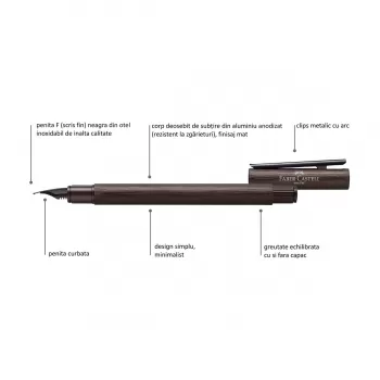 Stilou Neo slim aluminium negru, penita F, Faber-Castell-2