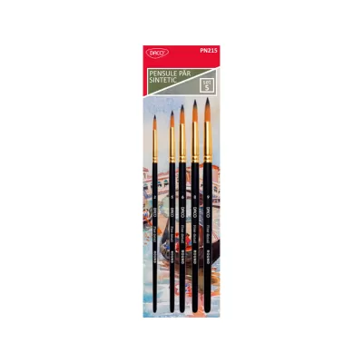 Pensule pictura par sintetic, varf rotund, set 5 Daco PN215-img