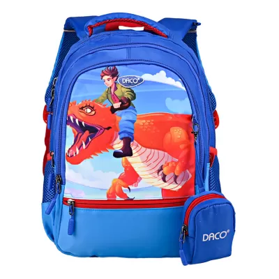 Ghiozdan baieti clasa 0, albastru imprimeu Dragon, 38 cm Daco GH3510-img