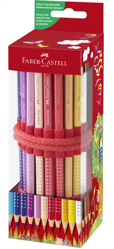 Creioane colorate Faber-Castell, 18 culori Grip cu ascutitoare Sleeve in rollup-img