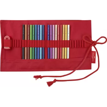 Creioane colorate Faber-Castell, 18 culori Grip cu ascutitoare Sleeve in rollup-2
