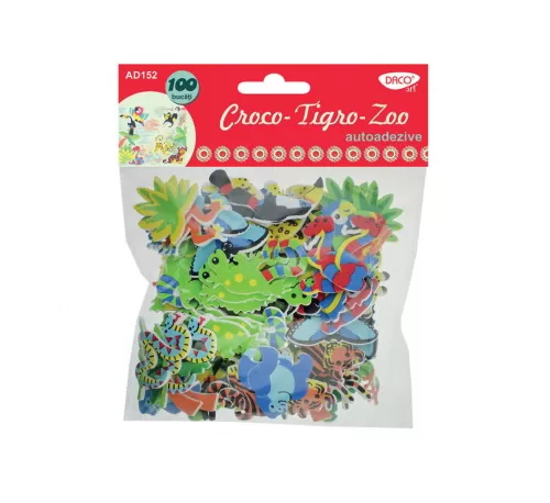 4-Accesorii-craft-~-AD152-croco~tigro~zoo-animale-spuma-autoadeziva-DACO