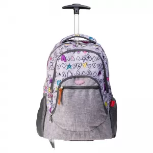 Ghiozdan scolar tip troler fete, gri cu imprimeu inimioare, 44.5 cm Daco GH4609-1-IMG-nav