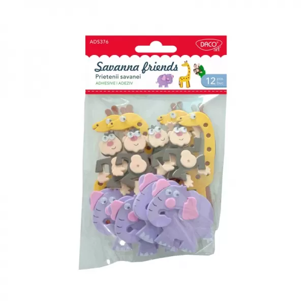 Accesorii craft - animale spumă autoadezivă AD376 Prietenii savanei DACO-1-IMG-slider