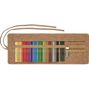 Rollup 30 creioane colorate polychromos + 3 cr castell 9000 fabe-2