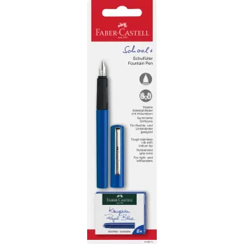 Blister stilou scolar albastru + 6 cartuse Faber-Castell-1