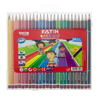 Creioane de colorat, 24 culori in cutie plastic Fatih-1