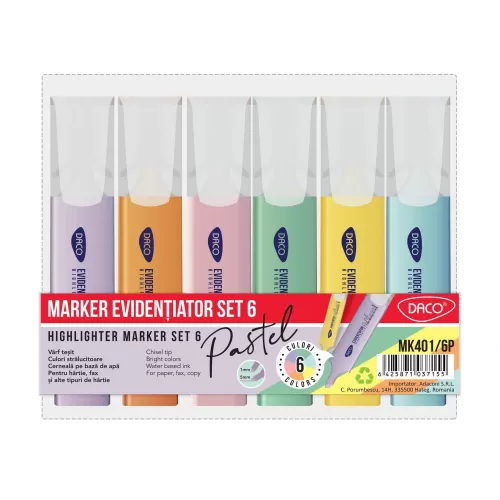 7-Marker-evidentiator-pastel-set-6-bucati-Daco-
