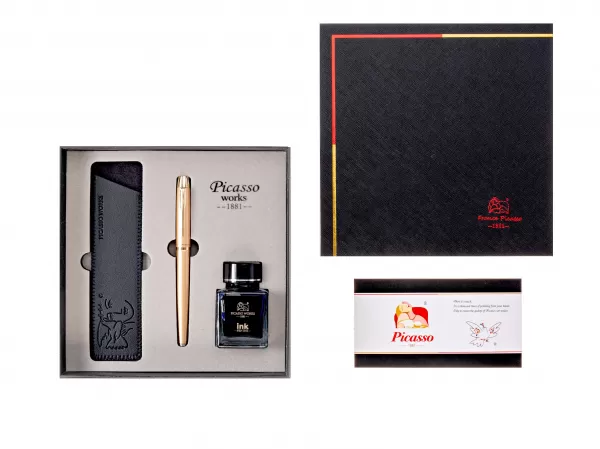 Stilou PICASSO metalic auriu cu etui si calimara 9666AU-1-IMG-slider