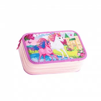 Penar fete cu 3 fermoare, echipat cu 46 piese, Unicorns Daco PE3021E-2