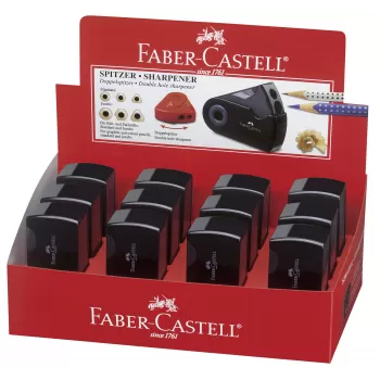Ascutitoare plastic dubla sleeve neagra Faber-Castell-3