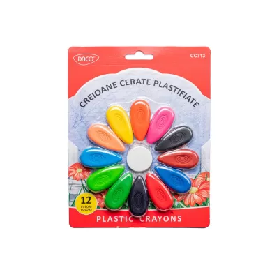 Creioane cerate plastifiate 12 culori Daco CC713-img