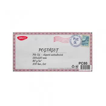 Plic DL autoadeziv 11 x 22 cm, set 100 bucati Daco PC80-2