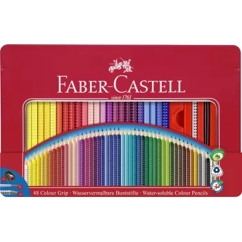 Creioane colorate 48 culori cutie metal grip 2001 Faber-Castell-1