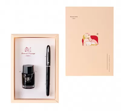 Stilou PICASSSO metalic negru si calimara 656N-img