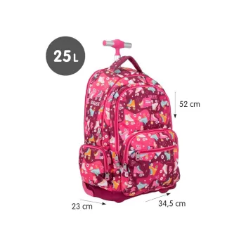 Ghiozdan troler fete, imprimeu Roller, 52 cm Milan-3