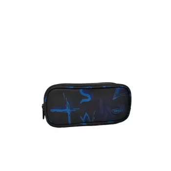 Penar etui cu 2 fermoare, albastru imprimeu abstract Daco PE697-1