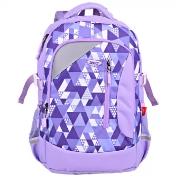 Ghiozdan fete mov, imprimeu geometric, 46 cm Daco GH570M-1