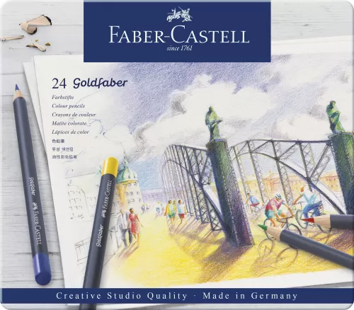 12-Creioane-colorate-24-culori-goldfaber-cutie-metal-Faber~Castell