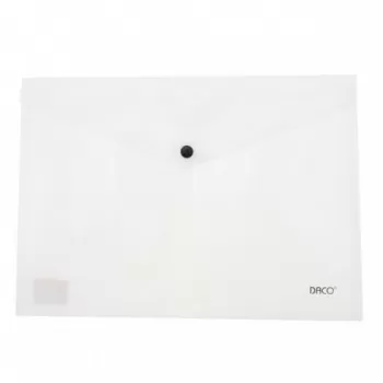 Mapa plastic cu buton A4, alba, Daco MP120W-1