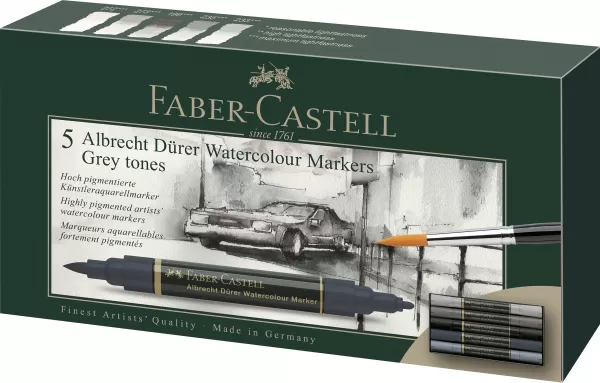 Set 5 markere solubile tonuri de gri a.durer Faber-Castell-3-IMG-slider