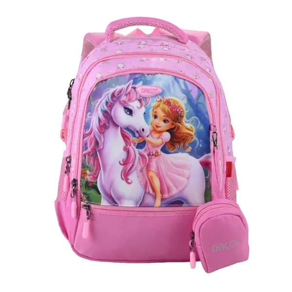 Ghiozdan fete clasa 0 cu penar echipat, imprimeu Unicorn Princess Daco-2-IMG-slider
