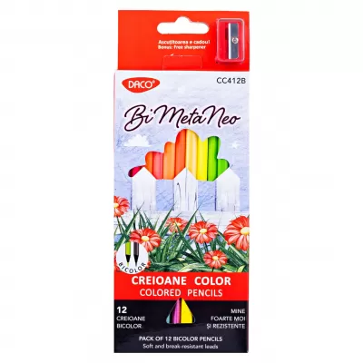 Set creioane colorate bicolore, neon si metalice Daco CC412B-img