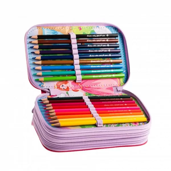 Penar fete cu 3 fermoare echipat cu 46 de piese, unicorn Princess Daco PE3019E-3-IMG-slider