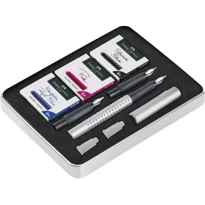 Set stilou caligrafic grip 2011 argintiu Faber-Castell-1-IMG-nav