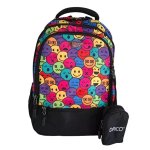 Ghiozdan clasa 0, negru imprimeu Emoji, 38 cm Daco GH3016-2-IMG-nav