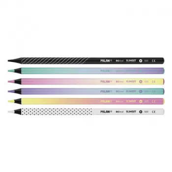 Creioane colorate set 6 culori, lemn negru printat Sunset Milan-2