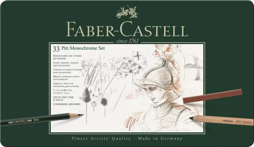 16-Set-pitt-monochrome-grafit+carbune+pastel-33-buc-Faber~Castell