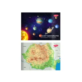 Caiet geografie 17x24 cm, 24 file, coperta plastic Daco CT305-1