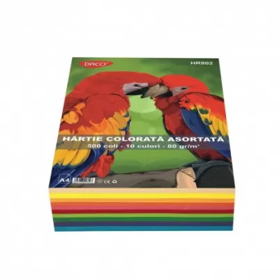 Hârtie colorată HR802 A4 500 coli 10 cul DACO 80g/mp-img